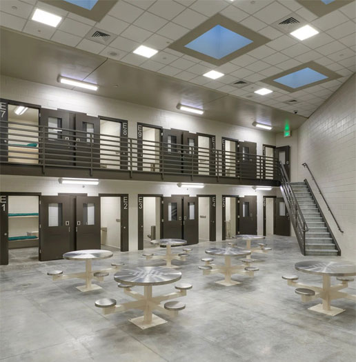 Detention Facility with Detention Furniture and Security Frames